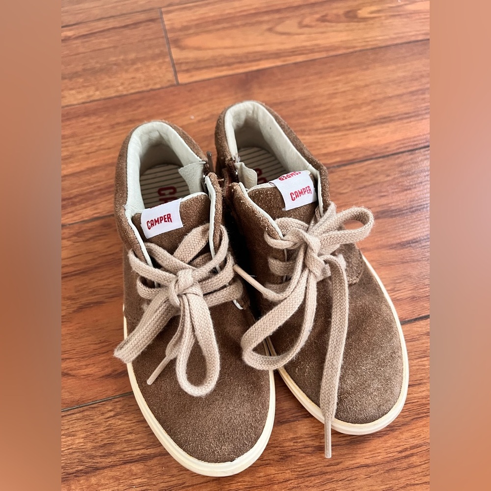 Camper Kids Tan Suede Lace-Up Shoes